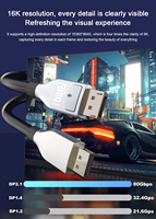 Cable DP a DP JustLink OEM/ODM DP 2.1 80Gbps 16K 60Hz 8K 120Hz para Transferencia de Audio y Video para HDTV, Proyector, Monitor, Laptop