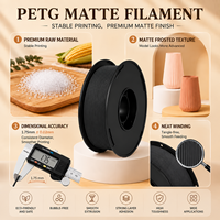 Filament PETG mat 1,75 mm 1 kg, haute résistance, faible odeur, scellé sous vide, impression fluide, pour imprimante 3D FDM