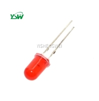 100pcs 5mm Diffusé ROUGE LED Diode DIP Rond Grand Angle À Travers Le Trou 2 Broches LED Lampe À Diode Électroluminescente 1.8-2.0V