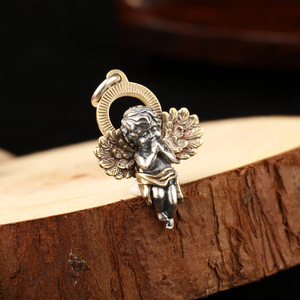S925 ciondolo in argento piccolo angelo per le donne e gli uomini con Vintage simpatiche ragazze alla moda placcatura in oro amore guardiano da cupido - Product Image 4