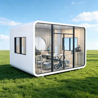Maison capsule écologique préfabriquée moderne en conteneur, avec structure en verre trempé, durable, installation facile, bureau, appartement, salon