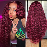 Perruques en cheveux humains bouclés profonds, dentelle transparente 13x6, cheveux humains vierges bruts, noir naturel, pleins et épais