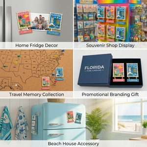 Aimants de réfrigérateur en émail personnalisés en gros, forme sur mesure, souvenirs de Miami Beach, Florida, en métal, pour frigo - Product Image 6