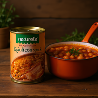 Natureta - Frijoles en Conserva con Salmuera y Condimento Salado 415g X12 Unidades - Fagioli Con Speck ETA KAMNIK D.O.O.