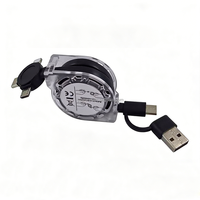 Câble de charge rapide rétractable multifonction 2.0A, cordon de charge multiple, câble USB multifonction 4 en 1 avec Type C/pin Lusb