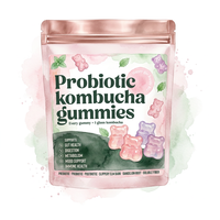 Gummies de Kombucha aux Herbes Personnalisables OEM/ODM pour Adultes, à l'Orme Rouge et à la Racine de Pissenlit – Véganes, 60 Unités, Soutien Immunitaire et Santé Digestive