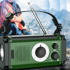 วิทยุพกพาพลังงานแสงอาทิตย์ 10000mAh พร้อมที่หมุนมือ วิทยุ AM FM NOAA วิทยุพยากรณ์อากาศ พร้อมเข็มทิศ ไฟฉาย LED และไฟอ่านหนังสือ สำหรับใช้งานกลางแจ้ง - Product Image 4