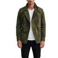 Manteau Peacoat en daim à double boutonnage pour homme, couleur unie, veste décontractée pour homme, Sehe Fashion