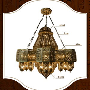 Lámpara de Araña LED de Hierro con Diseño Árabe Islámico Tallado, de Alta Gama, para Salón Principal, <span class=keywords><strong>Hotel</strong></span> o Mezquita - Product Image 2