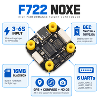 Contrôleur de vol JHEMCU F722 NOXE F722 pour drone FPV, boussole GPS, vidéo numérique HD OSD, 3S 6S Type C 6 UART Betaflight