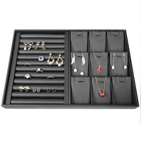 Plateau Présentoir à Bijoux Noir de Luxe, Organisateur de Bijoux en Cuir PU pour Boucles d'Oreilles et Expositions