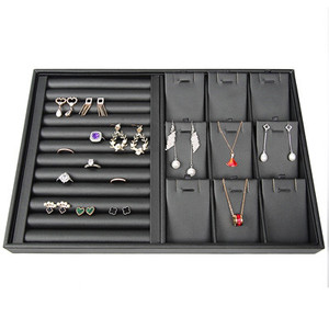 Khay Trưng Bày Trang Sức Màu Đen Sang Trọng Khay Đựng Trang Sức Bông Tai Khay Đựng Đồ Bằng Da PU Khay Đựng Trang Sức Cho Triển Lãm - Product Image 5