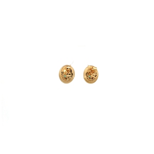 Pendientes de Oro Amarillo con Esmeraldas Ovaladas Cabujón y Diamantes - Product Image 3