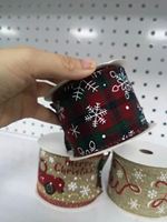 Vente en gros de ruban de chanvre de Noël à carreaux rouges et verts à bord filaire ruban de bord sonique pour la décoration de fête