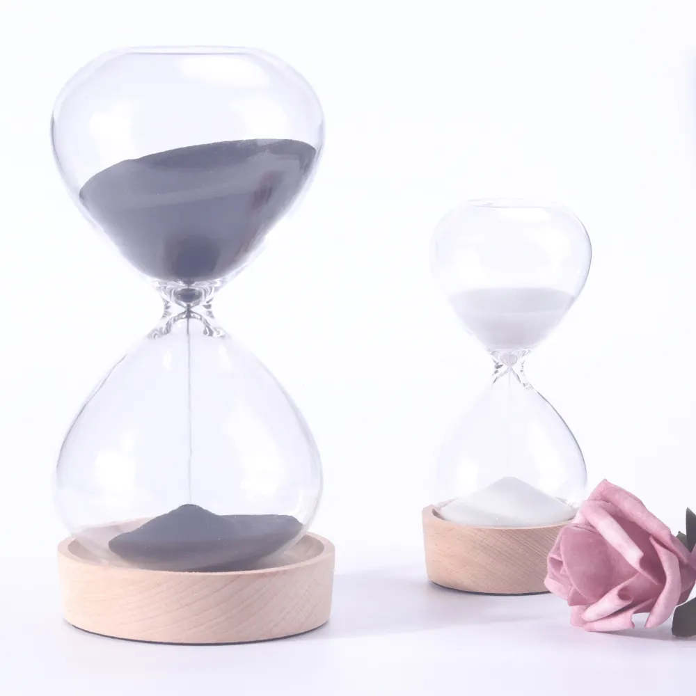 Wholesale Creative Time Glass Sand Clock Black White Sand Hourglass 5min 30 Min 60min Hourglass
