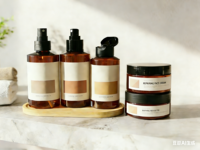 Set Kemasan Kosmetik Kosong Amber 50ml/100ml/150ml/200ml/280ml Botol Plastik Daur Ulang dengan Pompa Semprot dan Sablon untuk Sampo