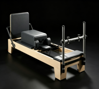 Reformer Pilates en Bois d'Érable avec Montants en Aluminium – Appareil Commercial pour Studio, Salle de Sport et Domicile – Équipement d'Exercice pour Entraînement Corporel et Renforcement du Core