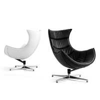 Fauteuil pivotant minimaliste en cuir italien moderne, design Lobster, pour salon, bureau, hôtel et réception scolaire