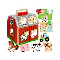 Jouets de ferme en bois Montessori pour bébés, jeu d'association de formes d'animaux, puzzle éducatif précoce pour enfants