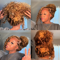 Perruque de 30 Pouces en Cheveux Humains, Bouclée Birmane, Lace Frontale 360 HD Complète, Attache Invisible, Mèches Blanches