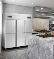 Réfrigérateur vertical à six portes de très grande capacité, congélateur vertical pour cuisine commerciale, réfrigérateur en acier inoxydable