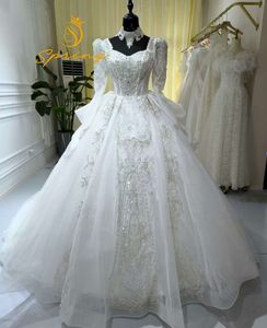 S0835N 2026 nouveau luxe longue queue une Version princesse à manches longues perle lourde haute qualité fée robe de mariée - Product Image 1