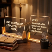 Base lumineuse LED en forme de U personnalisable avec panneau en acrylique transparent, tableau d'affichage lumineux effaçable, cadeau original unique