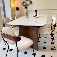 Table à manger rectangulaire en bambou de style Wabi-Sabi moderne et simple, avec 4 chaises, pour salon et petit appartement