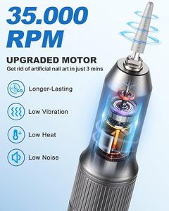 UV <b>Nail</b> Light 2 in 1 35000RPM Cordless <b>Nail</b> Drill with LCD Screen, Rechargeable Electric <b>Nail</b> File with 7 Bits - Product Image 5
