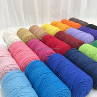 Gros en Usine Cordon Macramé 5 mm 100 % Coton Fil Fantaisie Tissé à la Main pour Tricot Motif Teint Matériau Cardé
