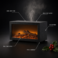 Humidificateur d'air intelligent à brume froide de haute qualité, machine d'aromathérapie à flamme de cheminée, alimenté par USB, veilleuse, pour la maison et l'hôtel, en plastique