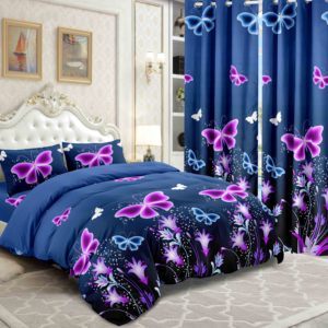 Vua Kích thước bedsheet thiết lập phù hợp với hoa rèm cửa 5 PC 10 pcs thiết lập in đào da sợi nhỏ cảm giác chải chống Đóng cọc - Product Image 1