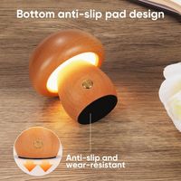 Lampe champignon en bois créative compacte et mignonne Petite lampe de nuit sans fil portable Lampe de bureau à piles rechargeable