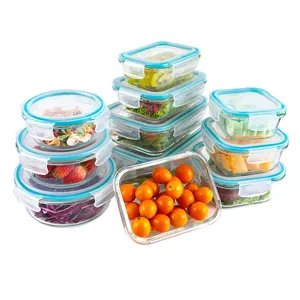 Glass Meal Prep Containers Food Storage Container Set Glass Lunch Box Set With Transparent Cover