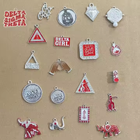 Delta Sigma DST Rouge OO-OOP Héritage Fortitude Pyramide Éléphant Symbole Grec 1913 Sororité 3D Perles DIY Charme Pendentif Accessoire