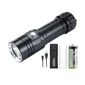 Aluminum Diving led flashlight Lamp Portable Mini Diving Torch Underwater Diver Torches with 5000mah battery charger box kit