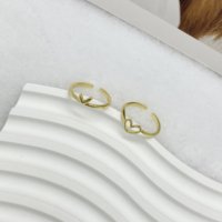 Anillos de Corazón Huecos, Anillos de Banda Superpuestos con Corazón Abierto, Joyería Minimalista de Amor para el Día a Día, Citas, Fiestas de San Valentín, Regalo para Mujer