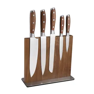 Golden Titanium Knife Set with Acrylic Stand, Kitchen Knives Set with Block,  Scissors - Cutlery & Kitchen Knives