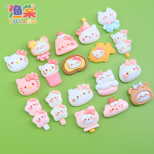 KT เคสใส่ครีมรูปแมวแบบทำมือเคสใส่โทรศัพท์ขยะทำจากเรซิ่นสีชมพูอาหารคุกกี้เครื่องประดับปิ่นปักผมเชือกสวยงาม - Product Image 2
