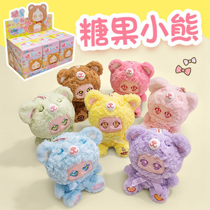 18cm boneka beruang Teddy mewah berwarna permen hidup dan lucu berwajah vinil boneka mewah menyenangkan liontin mewah penjualan langsung dari pabrik grosir