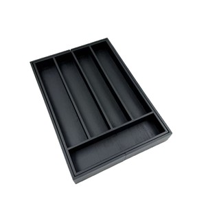 Bamboo Extendable <b>Storage</b> <b>Box</b> Rectangular Black <b>Drawer</b> Organizer For Miscellaneous Items Portable Standing Type - Product Image 2