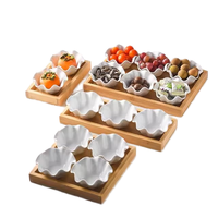 Plateau de service en céramique de luxe en forme de fleur, compartimenté, pour fruits secs et desserts