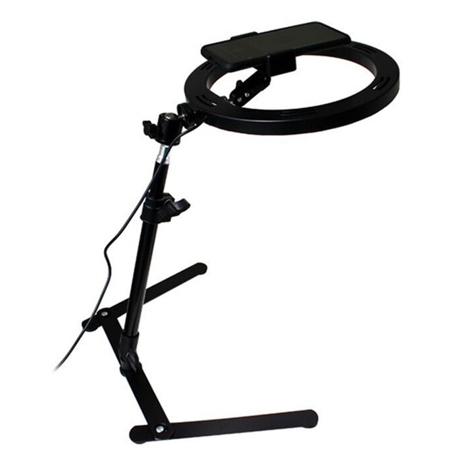 2 in 1 Overhead Shooting Bracket Phone Holder With 10 Inch LED Ring Selfie Light Lamp for Photography Makeup