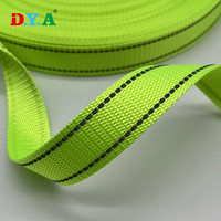 Sangle fluorescente verte 2,5 cm, ruban réfléchissant vert néon pour laisse de chien, sangles de traction