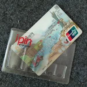 Porte-cartes en PVC transparent et personnalisé, support en plastique avec cartes de crédit pour cartes mobiles, bon marché
