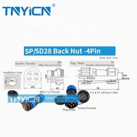 Dernier écrou arrière IP68 SD28 4 broches 45a fileté en plastique montage sur panneau M28 prise d'alimentation connecteur étanche circulaire