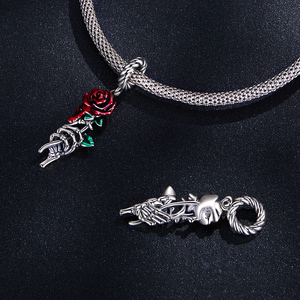 Gothic Halloween Skull Charme-925 Sterling Zilveren Buitenaardse Bloedroos Hanger, Hekserij Sieraden Voor Mannen En Vrouwen, Biker Kraal - Product Image 3