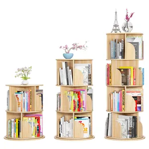 Estantería giratoria de madera para niños, estantería moderna redonda para libros, biblioteca, estante de exhibición para el hogar