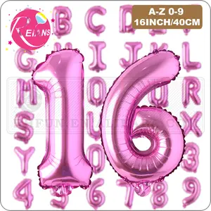 16 inch Rose Red letter Number Balloon Inflatable Air Ball Figure Digit Foil Birthday Party Wedding Decoration Aluminum Balloons