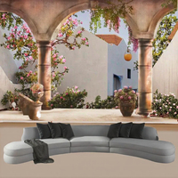 Peintures murales personnalisées en 3D, vue sur une petite ville européenne, papier peint floral, fond de salon, chambre à coucher, vinyle